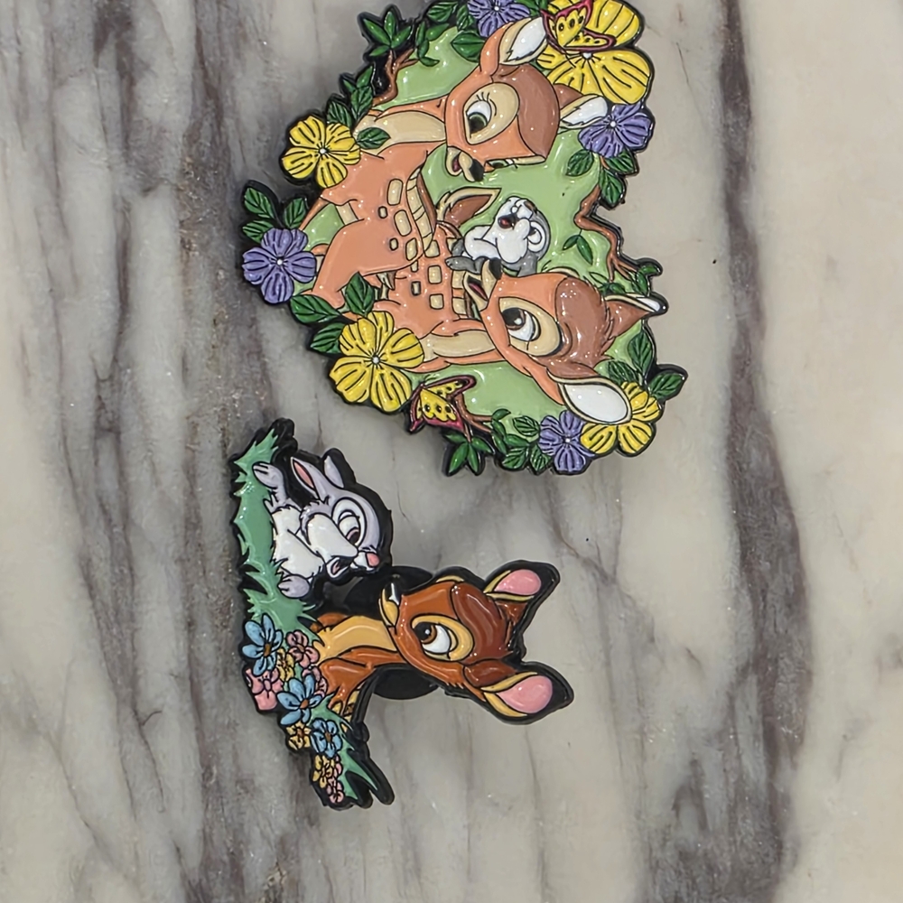 Disney Bambi and Thumper Floral Enamel Pins